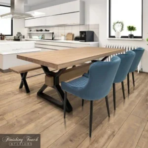 Henry Fixed Table - Wooden Cross Rail (Grey Solid Oak)