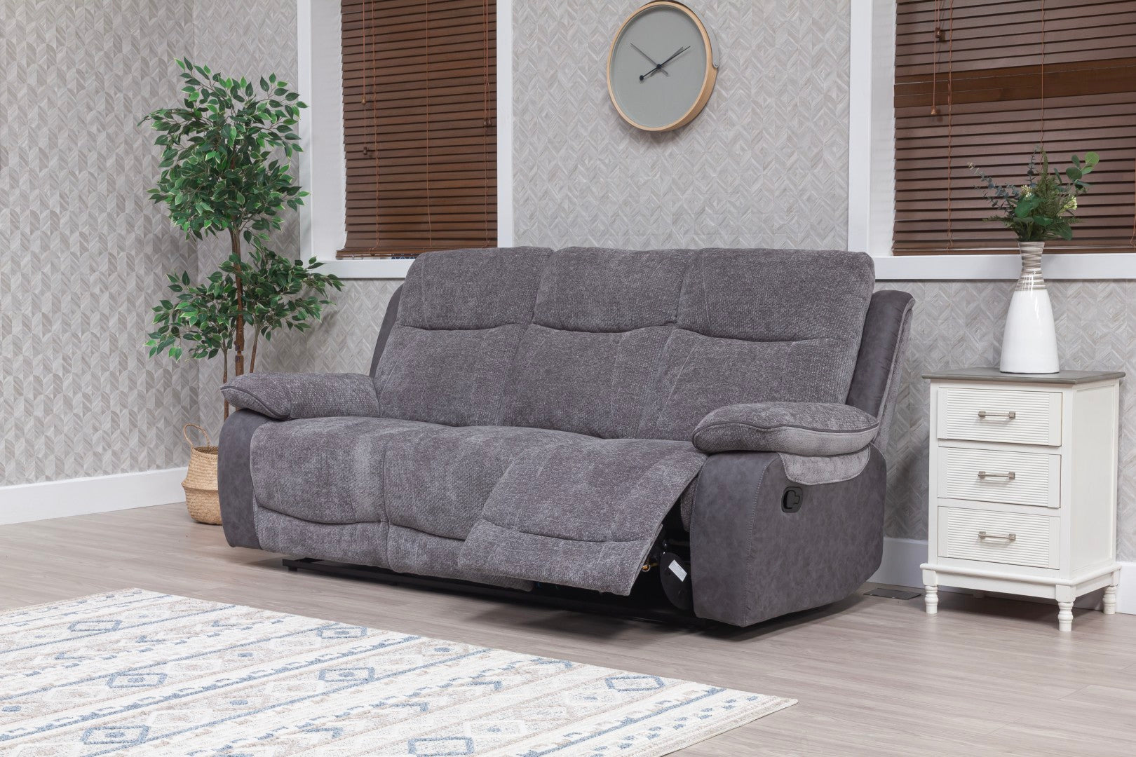 Carina Recliner Sofas - Pewter Grey Two Tone - Image 5