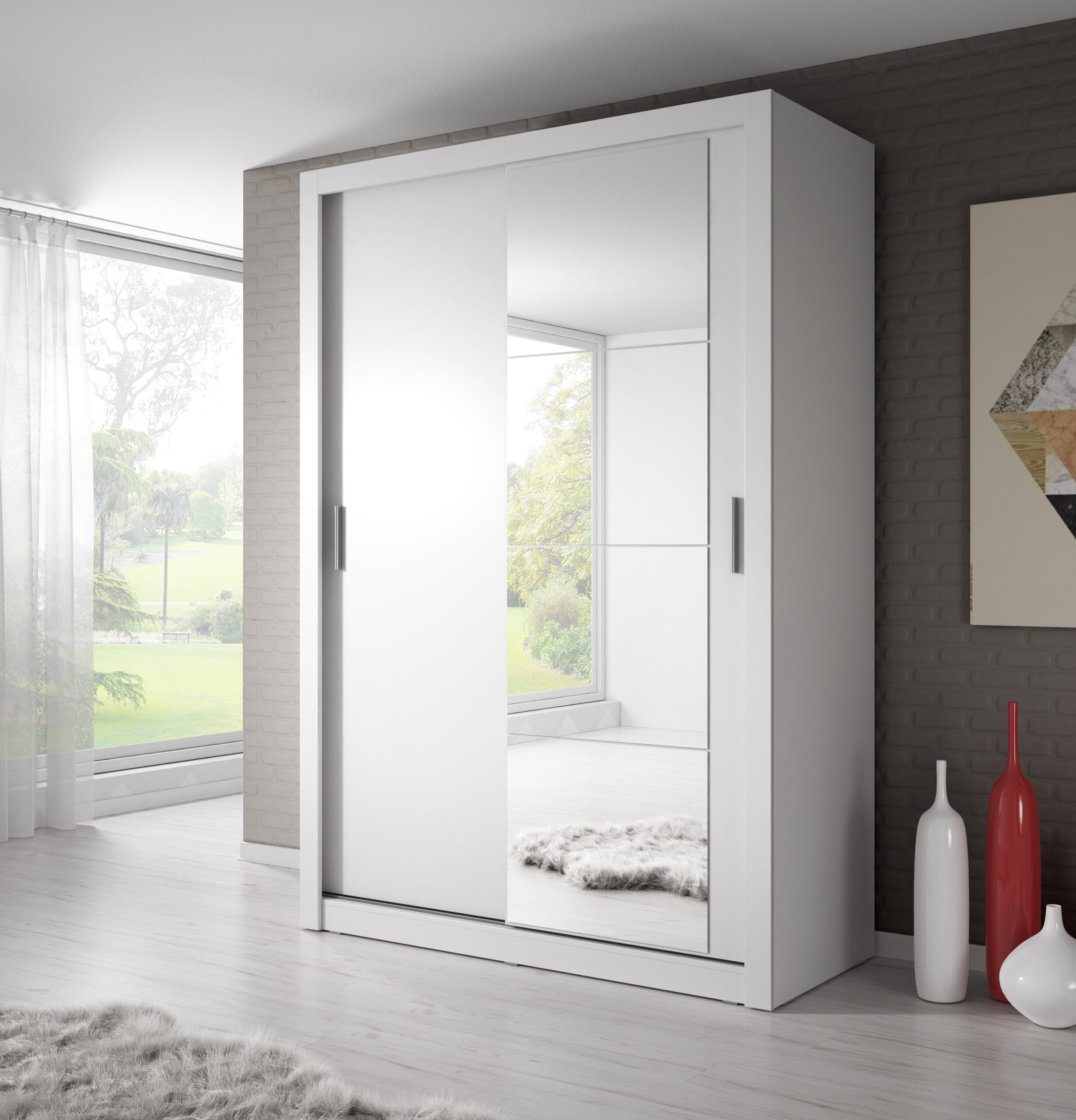 Denmark Sliding Door Wardrobe 120cm 3 Colours - Image 4