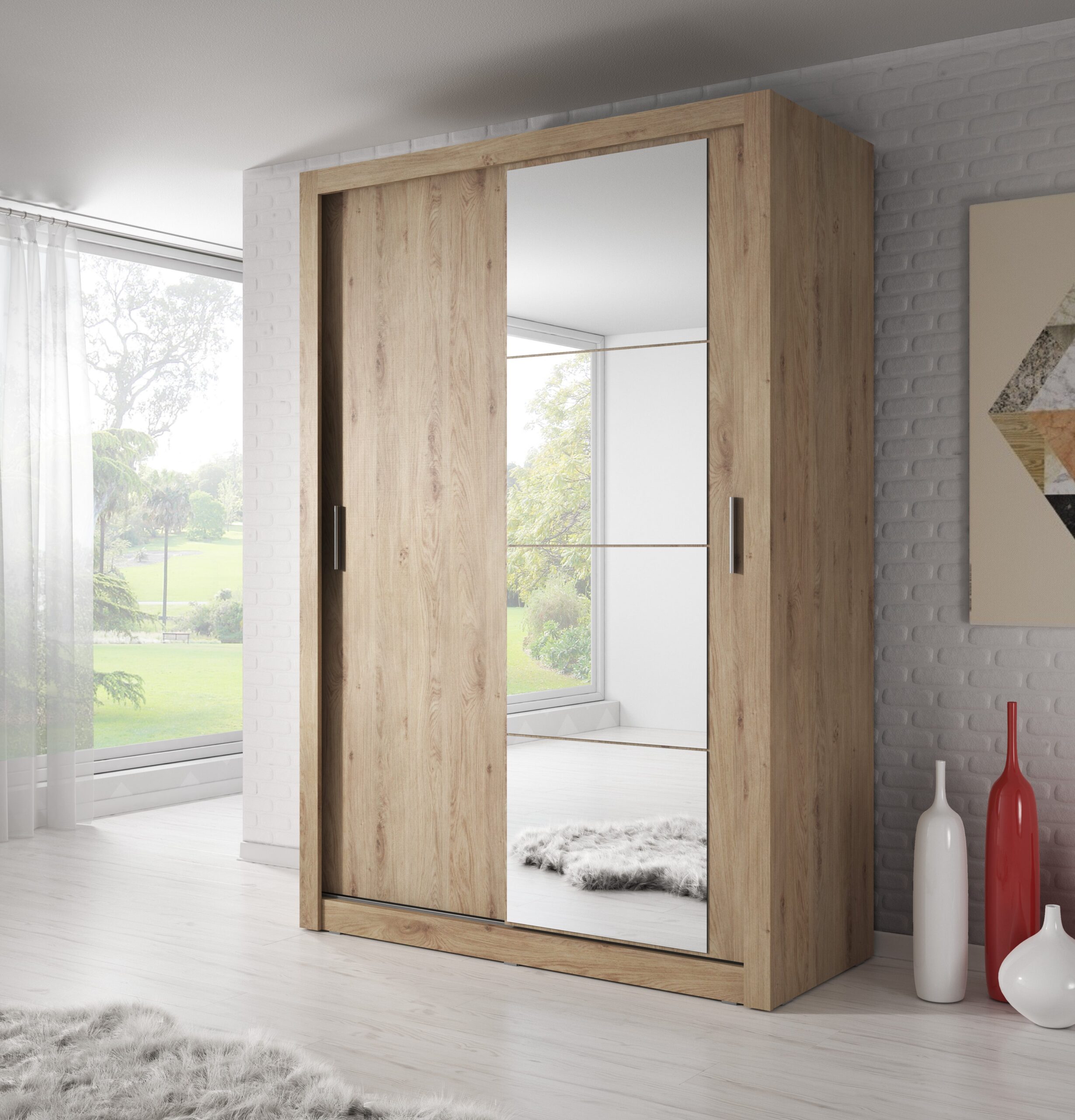 Denmark Sliding Door Wardrobe 120cm 3 Colours - Image 2