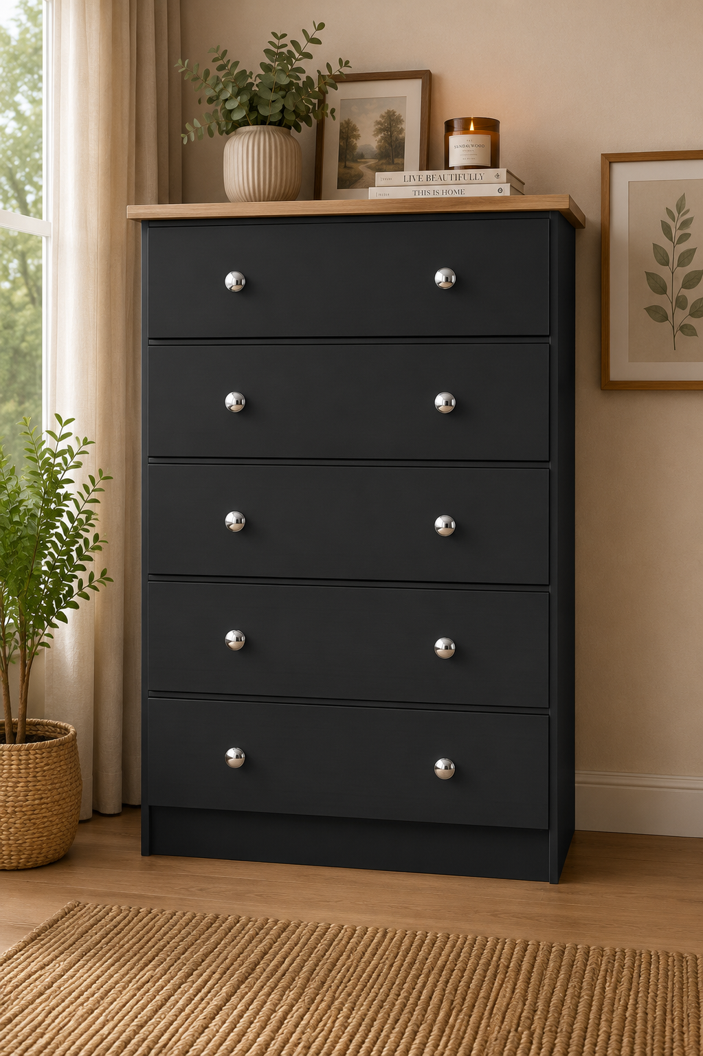 Millwood Charcoal Grey 5 Drawer Chest - Image 2