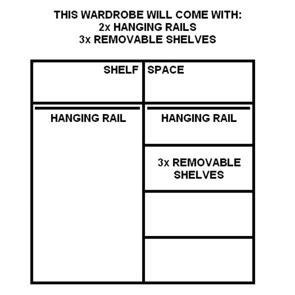Cuba Sliding Door Wardrobe 180cm 3 Colours - Image 6