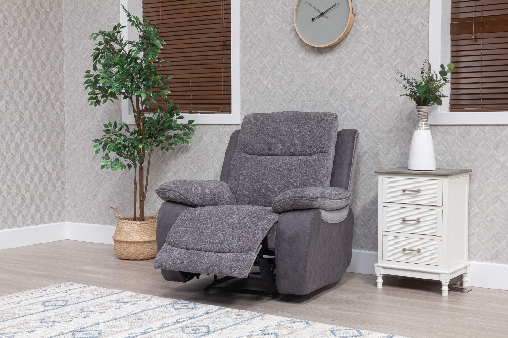 Carina Recliner Sofas - Pewter Grey Two Tone - Image 12