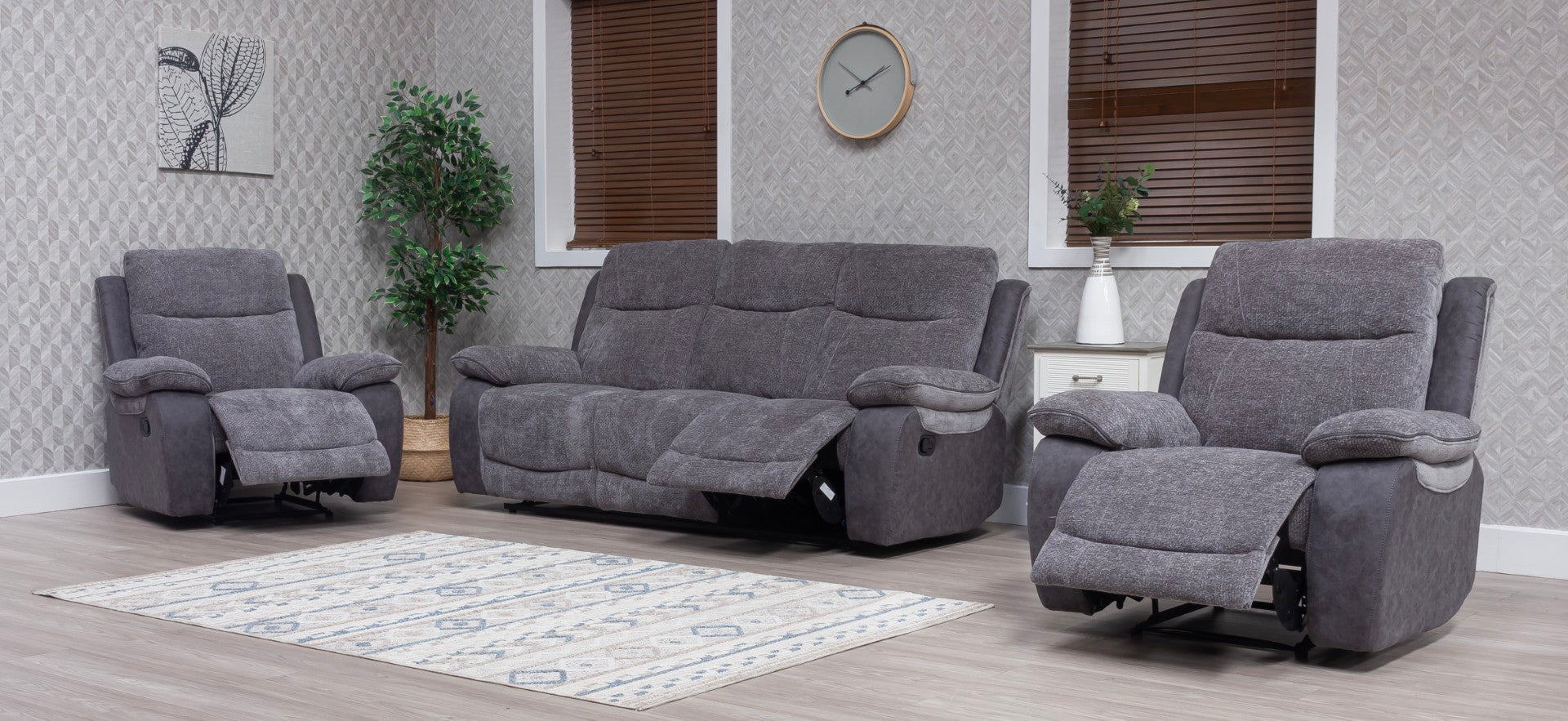 Carina Recliner Sofas - Pewter Grey Two Tone - Image 2