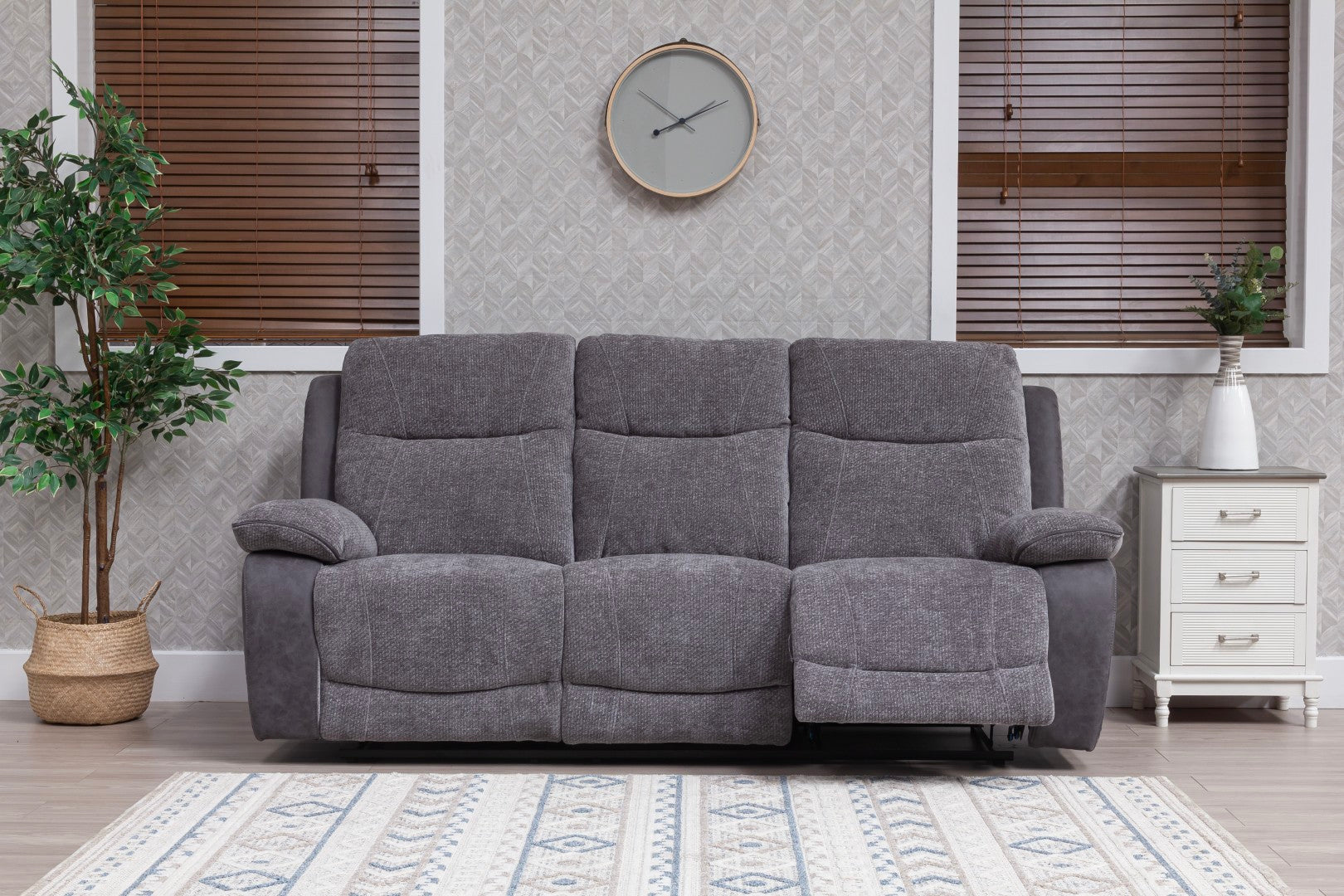 Carina Recliner Sofas - Pewter Grey Two Tone - Image 6