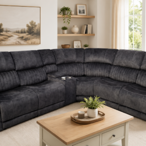 Platina Recliner Corner Sofas Dark Grey Fabric