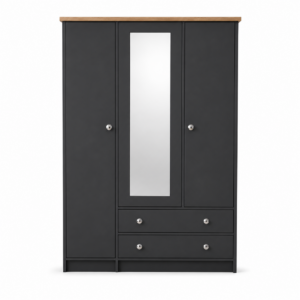 Millwood Charcoal Grey Three Door Two Drawer Wardrobe