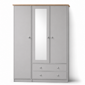 Millwood Light Grey Three Door Two Drawer Wardrobe