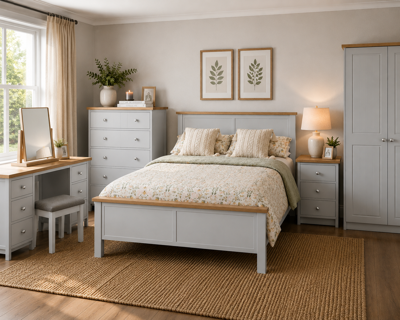Millwood Light Grey Three Door Two Drawer Wardrobe - Image 3