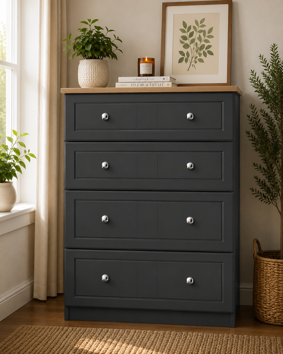 Millwood Charcoal Grey 4 Drawer Chest - Image 2