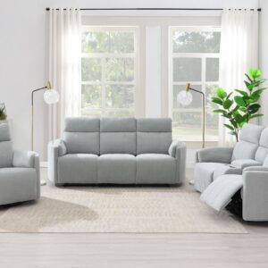 Juno Recliner Sofas - Light Grey Chenille Fabric