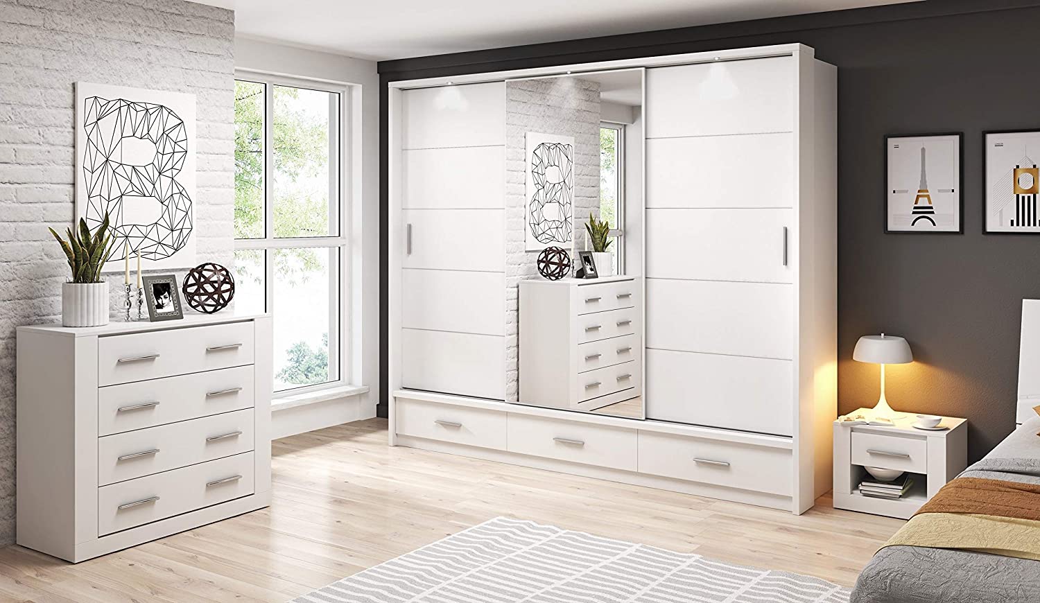 Alpha Grey Sliding Door Wardrobe 250cm - Image 6