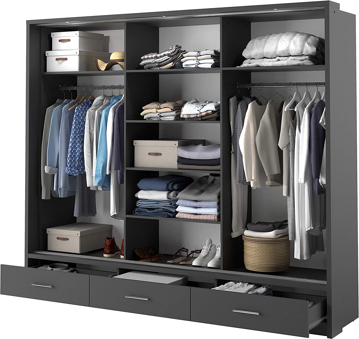 Alpha Grey Sliding Door Wardrobe 250cm - Image 2