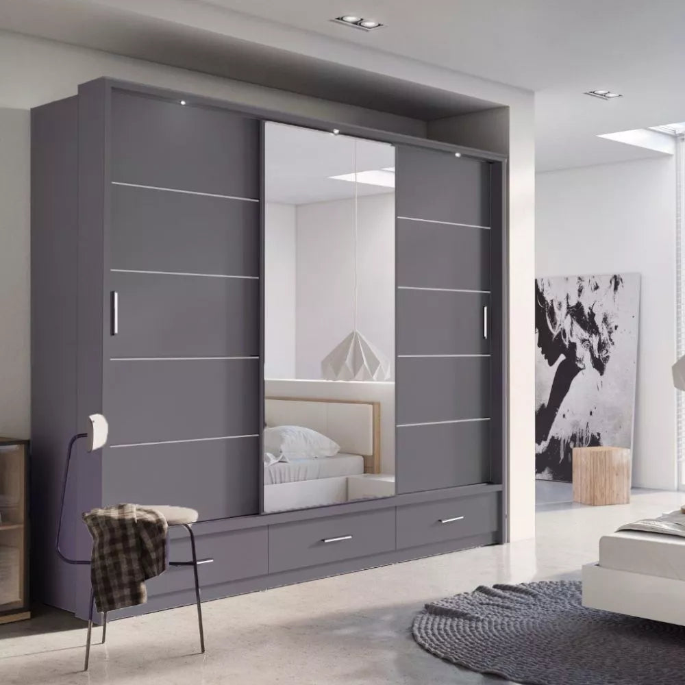 Alpha Grey Sliding Door Wardrobe 250cm