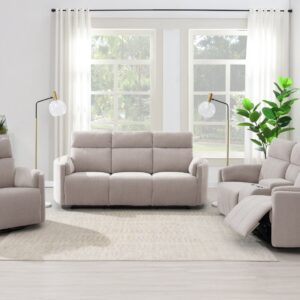 Juno Recliner Sofas - Beige Chenille Fabric